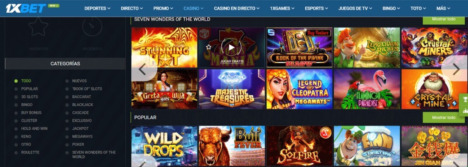 1xbet juegos 1600