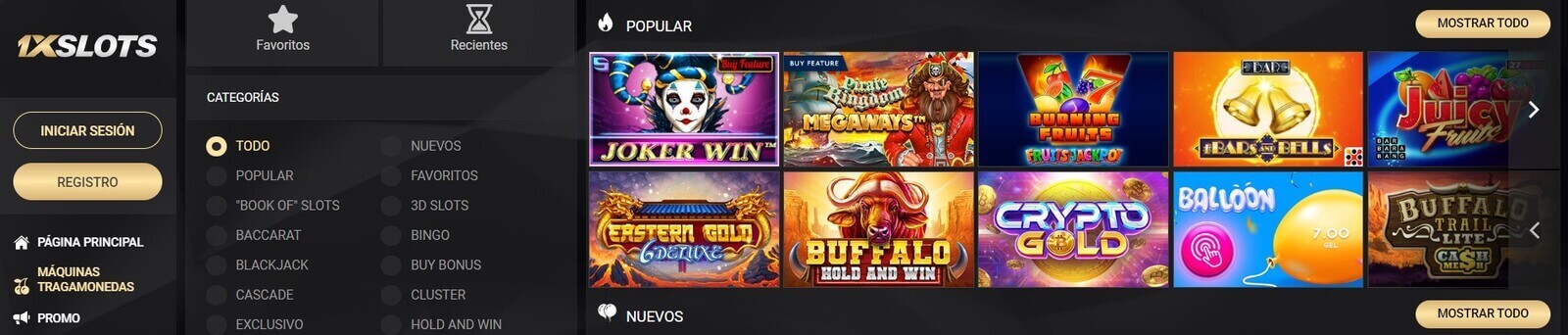 1xslots casino tragamonedas 1600