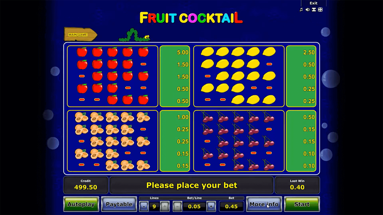 CasinoEnlineaHEX.com   Juego Fruit Cocktail Gratis Novomatic