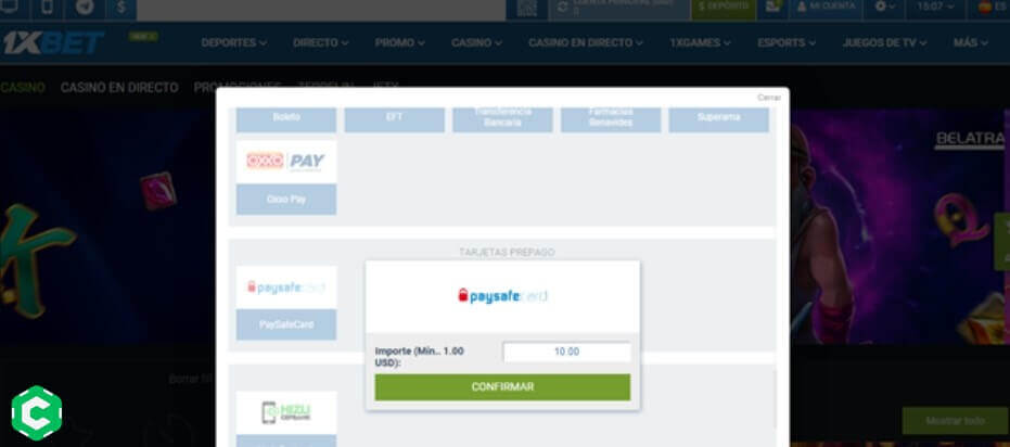 depositar con paysafecard paso