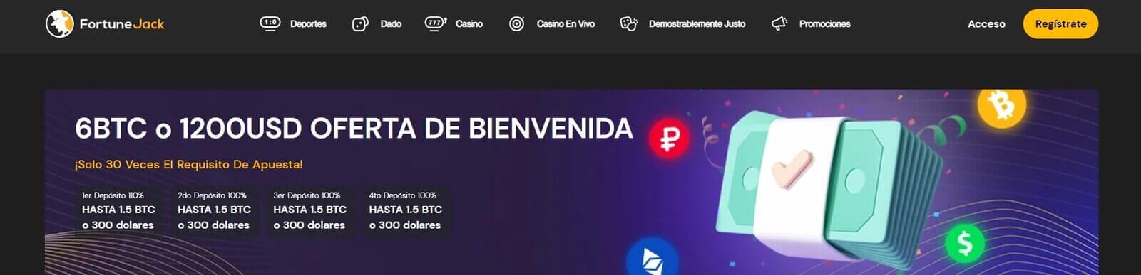 Página web de FortuneJack 