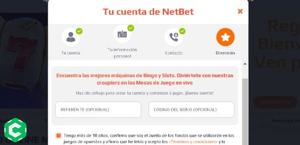 netbet casino registrarse paso